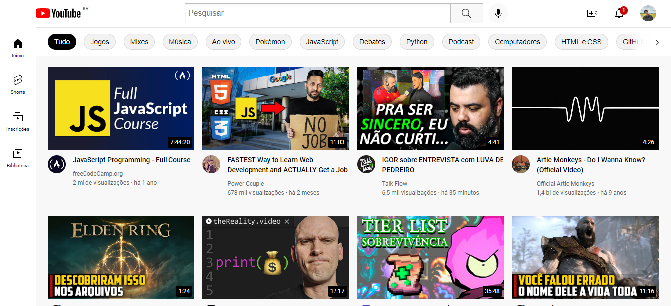 Ilustração do projeto Youtube Clone